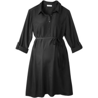 Merona Maternity Rolled Sleeve Shirt Dress   Black XL