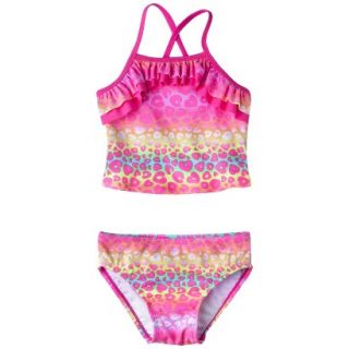Circo Infant Toddler Girls 2 Piece Cheetah Tankini Swimsuit Set   Pink 5T