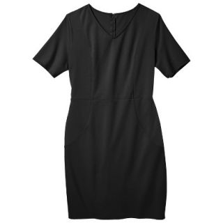 Merona Womens Plus Size V Neck Colorblock Ponte Dress   Black 2