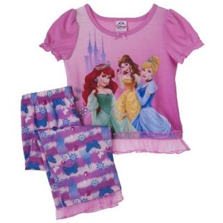 Disney Princess Toddler Girls 2 Piece Short Sleeve Pajama Set   Pink 3T