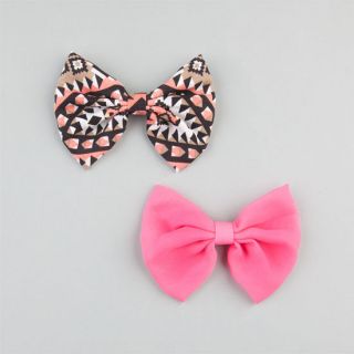 2 Piece Chiffon Bow Hair Clips Black/Pink One Size For Women 242869177
