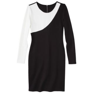 Mossimo Womens Asymmetrical Colorblock Scuba Dress   Black/White XXL