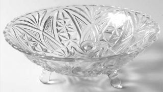 Anchor Hocking Ahc26 3 Toed Footed Bowl   Pressed,Fan & Arch Design,Clear