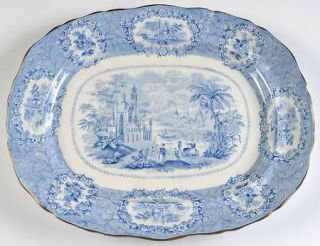 Ridgway (Ridgways) Oriental (Blue, Gold Trim) 15 Oval Serving Platter, Fine Chi