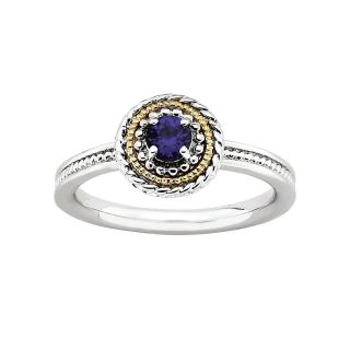 Two Tone Stackable Lab Created Sapphire Ring, Blue/White, Womens
