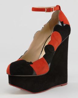 Lady Luck Playing Card Suede Wedge