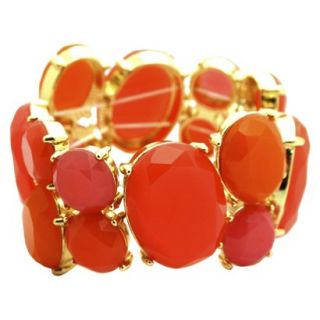 Womens Fashion Stretch Bracelet   Gold/Pink