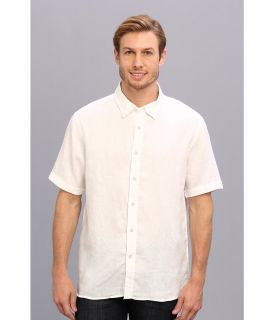 Report Collection Short Sleeve Linen Mens Short Sleeve Button Up (White)