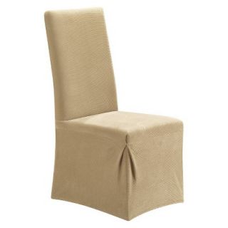 Sure Fit Stretch Pique Long Dining Room Chair Slipcover   Cream