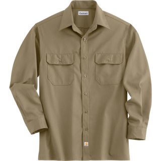 Carhartt Long Sleeve Twill Work Shirt   Khaki, Large Tall, Model S224
