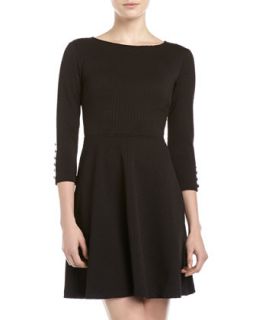 Francesca Embossed Knit Dress, Black