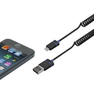 iLUV Premium Coiled Charge/Sync Cable with Lightning Connector for iPod   Black