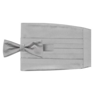 Tevolio Mens Solid Cummerbund and Bow Tie Set   Cement Gray
