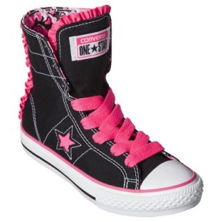 Girls Converse One Star Convertable High Top Sneaker   Black/Pink 2.5