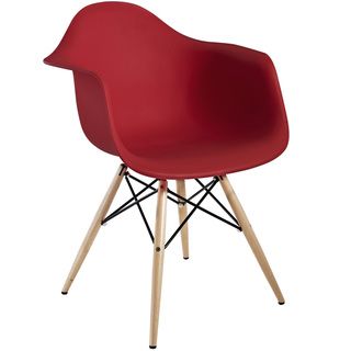 Wood Pyramid Arm Chair In Red