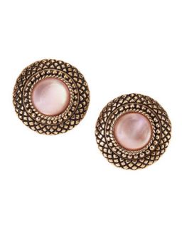 Natural Quartz & Pink Mother of Pearl Button Earrings