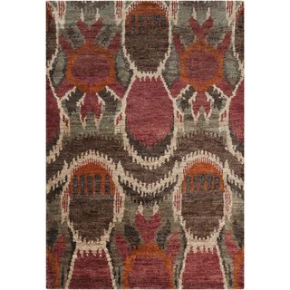 Hand woven Abstract Turbo Red Abstract Hemp Rug (33 X 53)
