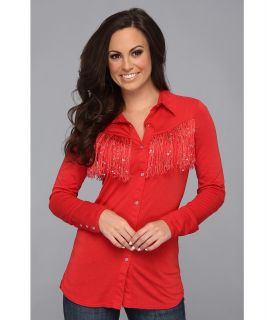 Roper Fringe Jersey Shirt Womens Blouse (Red)