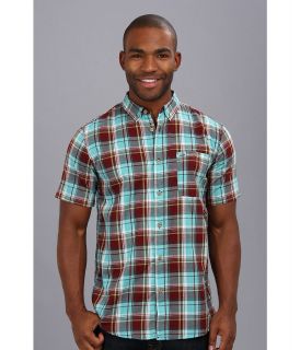 UNIONBAY S/S Clyde Y/D Plaid Poplin Woven Mens Short Sleeve Button Up (Red)