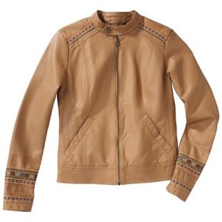 Mossimo Supply Co. Juniors Faux Leather Bomber Jacket  Caramel M