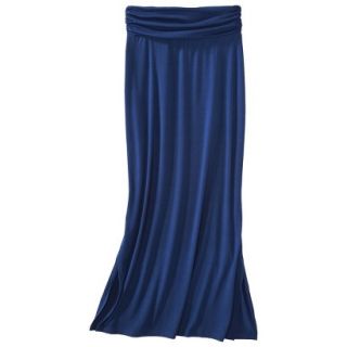 Merona Womens Knit Maxi Skirt w/Ruched Waist   Waterloo Blue   XXL