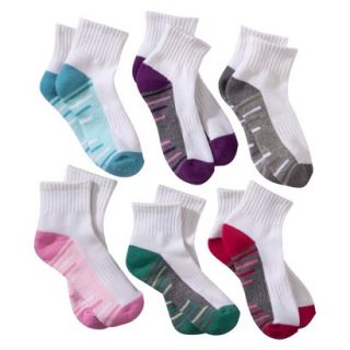 Circo Girls 6 Pack Multi Striped Ankle Socks   Assorted Colors 9 2.5