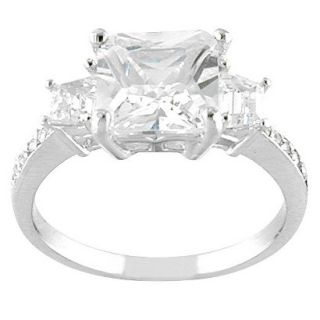Silver Silver Plated Square Cz Ring   9.0