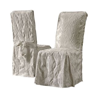 Sure Fit Matelassé Damask Dining Side Chair Slipcover, Linen