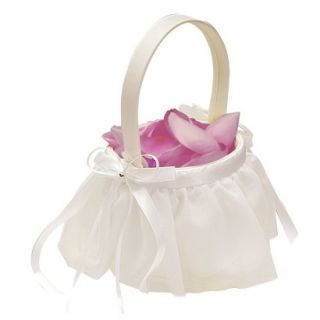 Elegant Chiffon Flower Girl Basket   Ivory