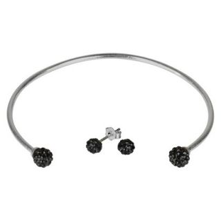 Crystal Earring and Cuff Set   Black