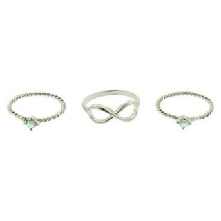 Womens Three Piece Ring Set with Stone, Infinity and Anchor Rings  