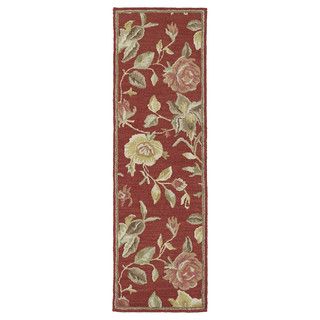 Lawrence Raspberry Floral Hand tufted Wool Rug (23 X 76 Runner)