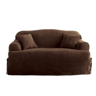 Sure Fit Soft Suede T Loveseat Slipcover   Chocolate
