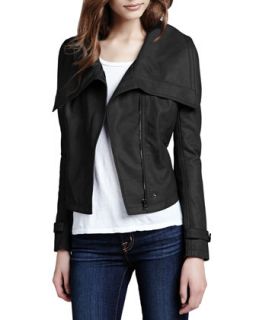 Womens Faux Leather Shawl Collar Jacket   Cusp by 