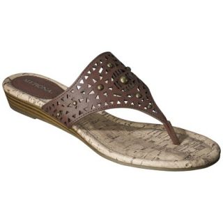 Womens Merona Elisha Perforated Studded Sandals   Brown 9