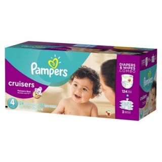 Pampers Cruisers Diapers & Sensitive Wipes Combo Pack Size 4 (124 Count),