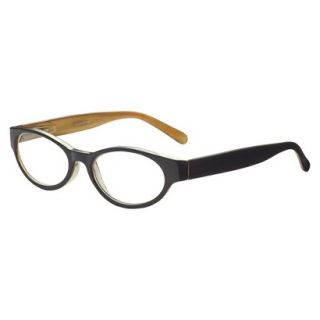 ICU Black Cat Eye with Gold Interior Reading Glasses With Case   +2.0