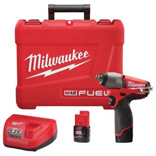 Milwaukee M12 FUEL Cordless Impact Wrench Kit   3/8 Inch Square Drive, 12 Volt,