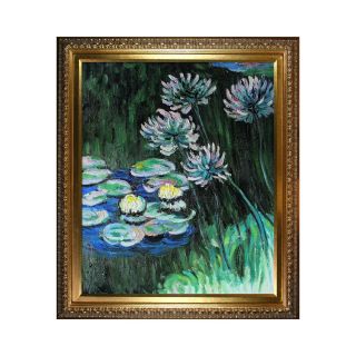 Water Lilies and Agapanthus Framed Canvas Wall Art
