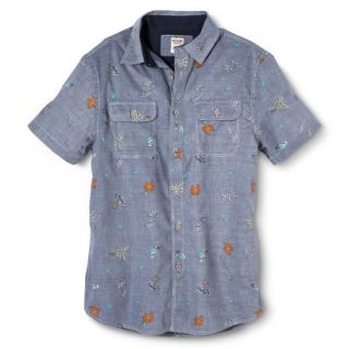 Mossimo Supply Co. Mens Short Sleeve Button Down   Tear Drop Blue L
