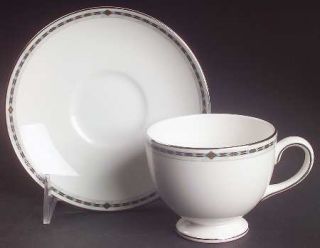 Wedgwood Guinevere Footed Cup & Saucer Set, Fine China Dinnerware   Gold&Black G