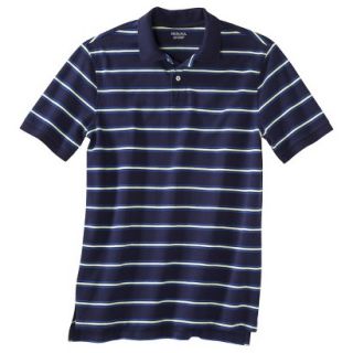 Mens Classic Fit Stripe Polo Shirt Dark Blue White XXL