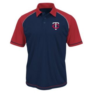 MLB Mens Minnesota Twins Synthetic Polo T Shirt   Navy/Red (M)