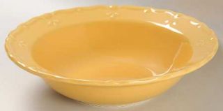 Home Trends Bellcrest Yellow Rim Soup Bowl, Fine China Dinnerware   Embossed Scr