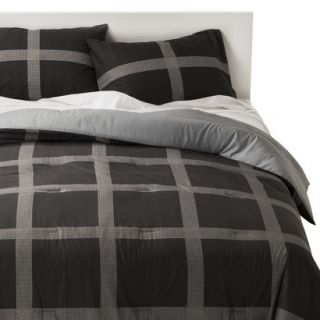 Room Essentials Linework Plaid Comforter Set   Silver Gray (King)