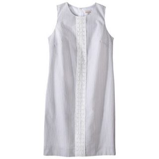 Merona Womens Seersucker Lace Trim Shift Dress   Grey/White   12