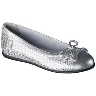 Girls Rachel Shoes Princess Sequin Ballet Flat   Silver 5