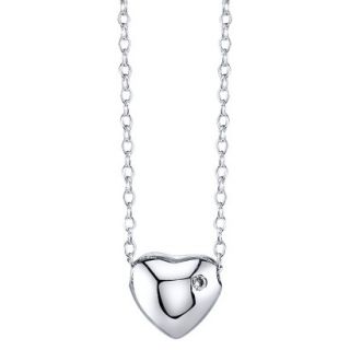 Womens Puff Heart with Diamond Accent Pendant   Silver