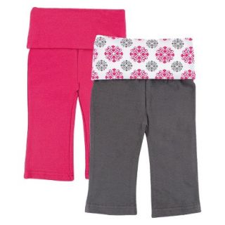 Yoga Sprout Newborn Girls 2 Pack Yoga Pants   Grey/Pink 9 12 M