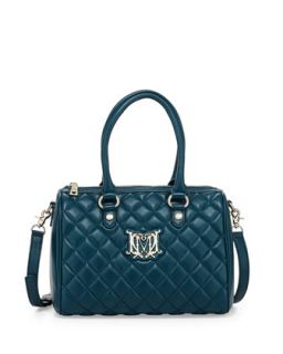 Quilted Faux Leather Mini Duffel Bag, Teal